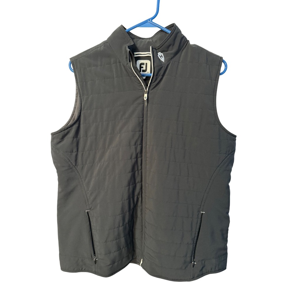 FootJoy Golf Vest Mens Medium Black Quilted Hybrid Full Zip
